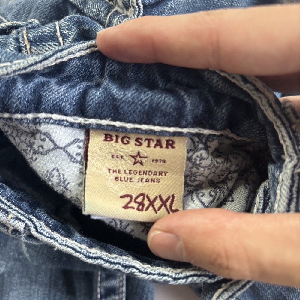 Big Star Remy Low Rise Boot Cut Women's 28XXL Flap Pocket Blue Jeans Y2K 32x38 - Picture 6 of 14
